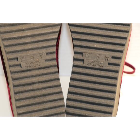 Quiz Size 7.5 Burgundy Velvet Wedge Platform Lace Up Red Shoes - Picture 7 of 10